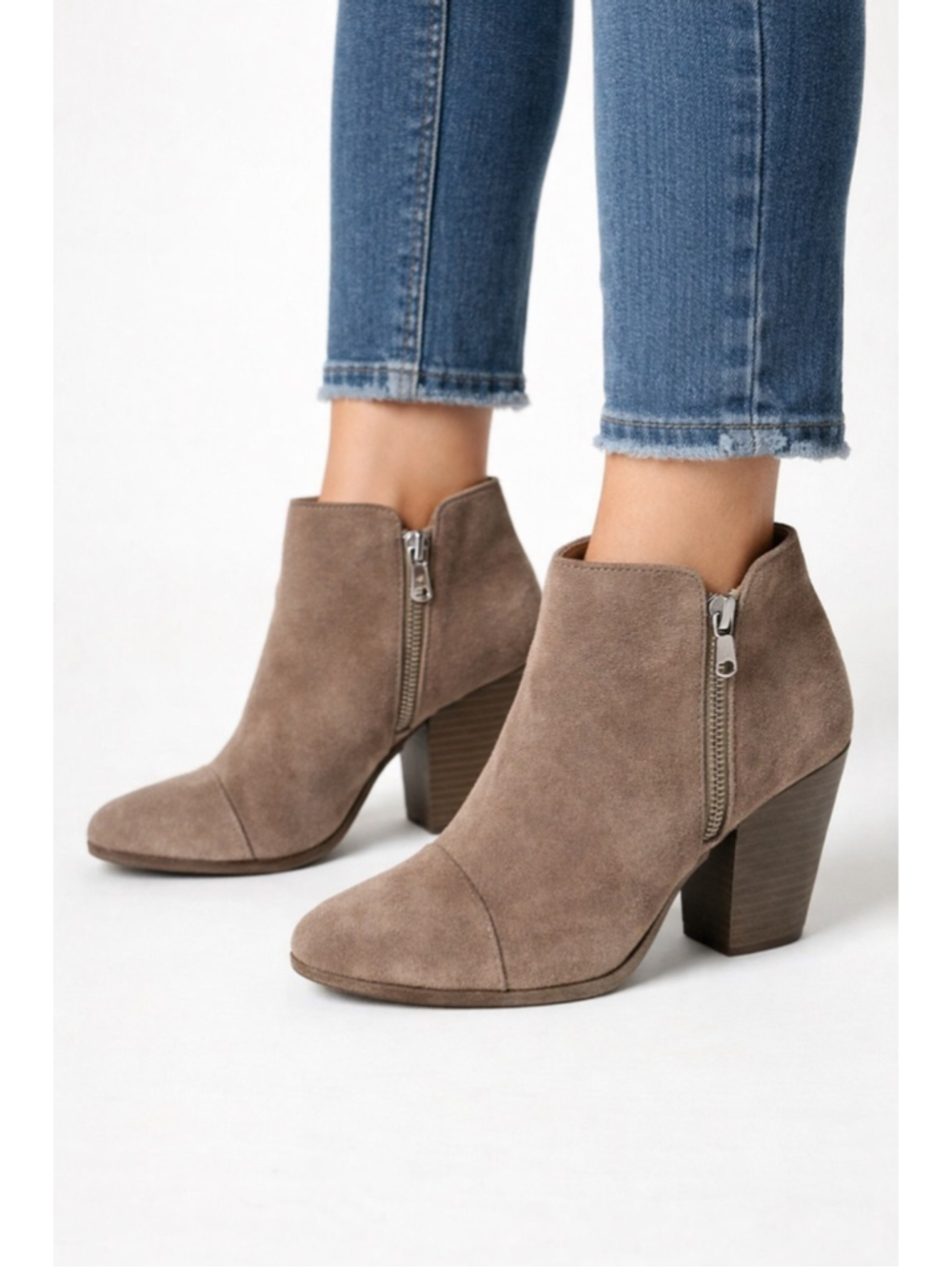 Rag & Bone Margot Suede Ankle Booties Taupe Block Heel EU 40